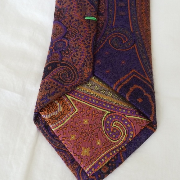 True Forum silk wool blend purple and gold tie - Picture 4 of 6